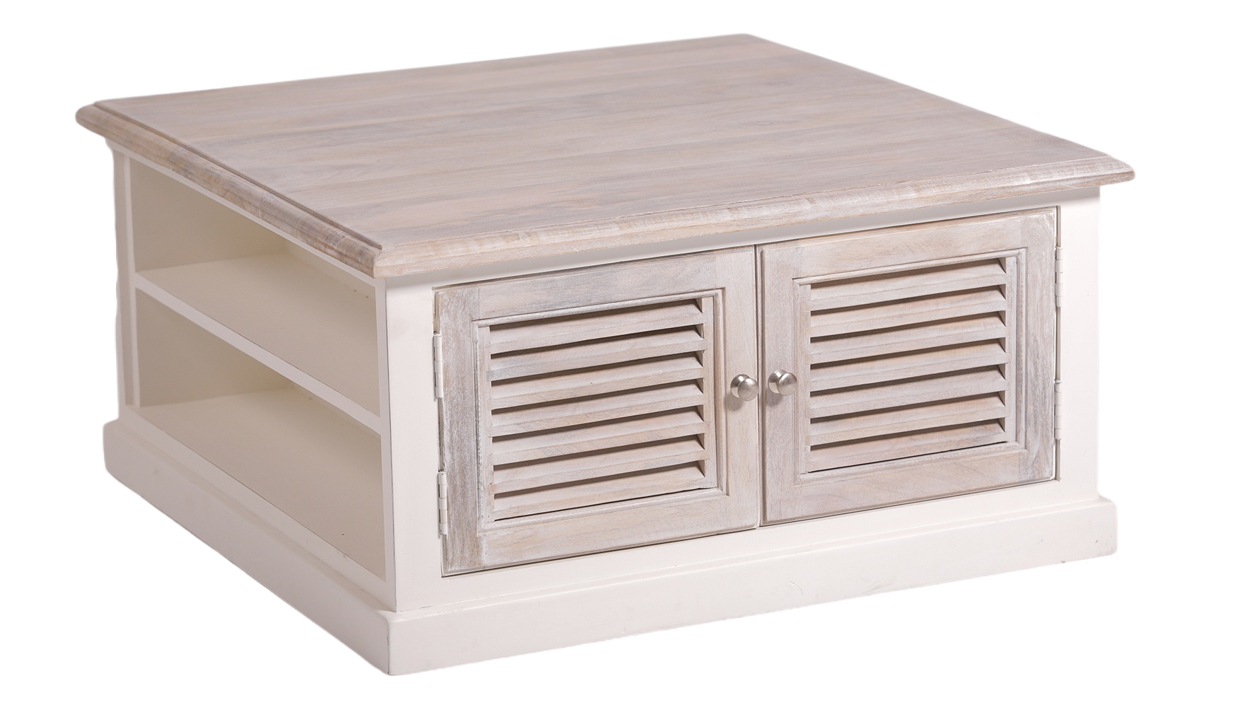DA324WW.jpg Shutter Drawer Coffee Table With Shelf 90X90X45Cm - Image 1